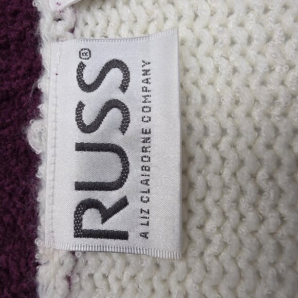 RUSS by Liz Claiborne Sweater Womens XL 16/18 White Burgundy Fair Isle Knit - Picture 5 of 10